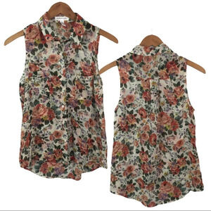 WS210 Ambiance Apparel Floral Sleeveless Blouse S